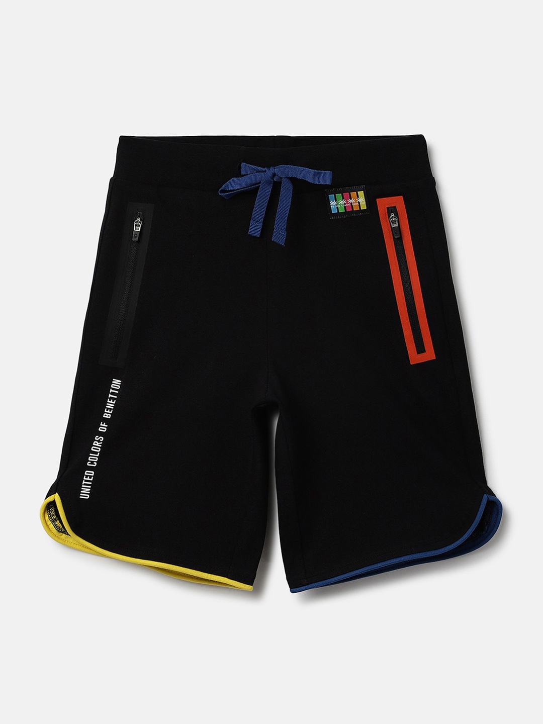 

United Colors of Benetton Boys Mid Rise Cotton Shorts, Black