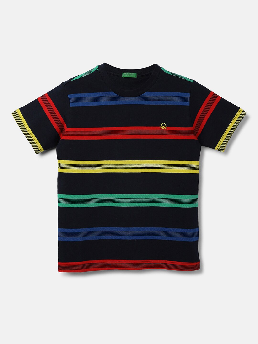 

United Colors of Benetton Boys Striped Cotton T-shirt, Navy blue