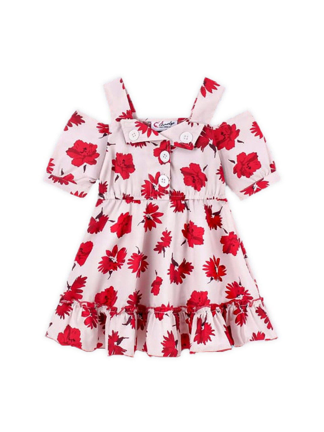 

M'andy Red Floral Print Peplum Dress