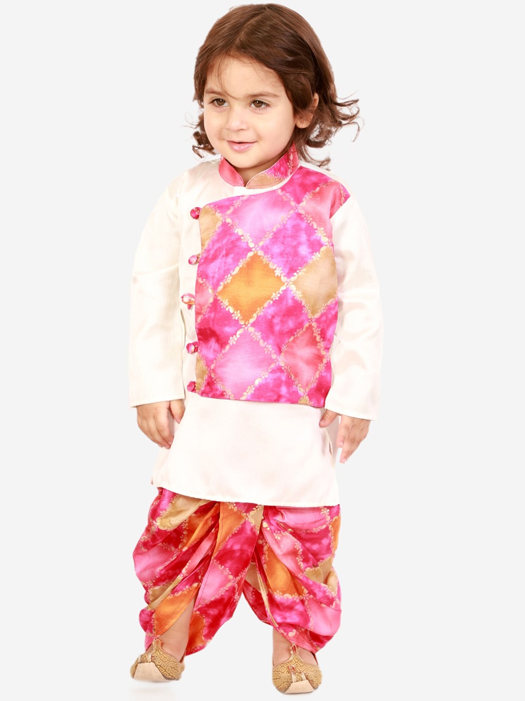 

KID1 Boys Geometric Printed Kurta With Dhoti Pants, White