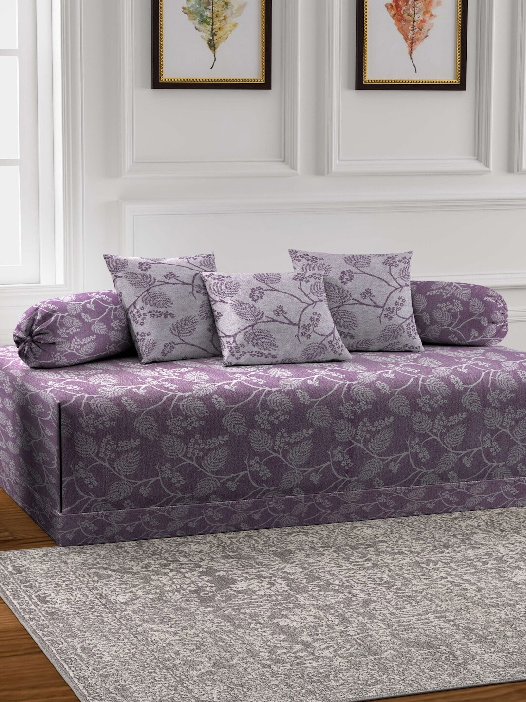 

FABINALIV Purple 6-Pieces Self-Design 350 TC Diwan Set