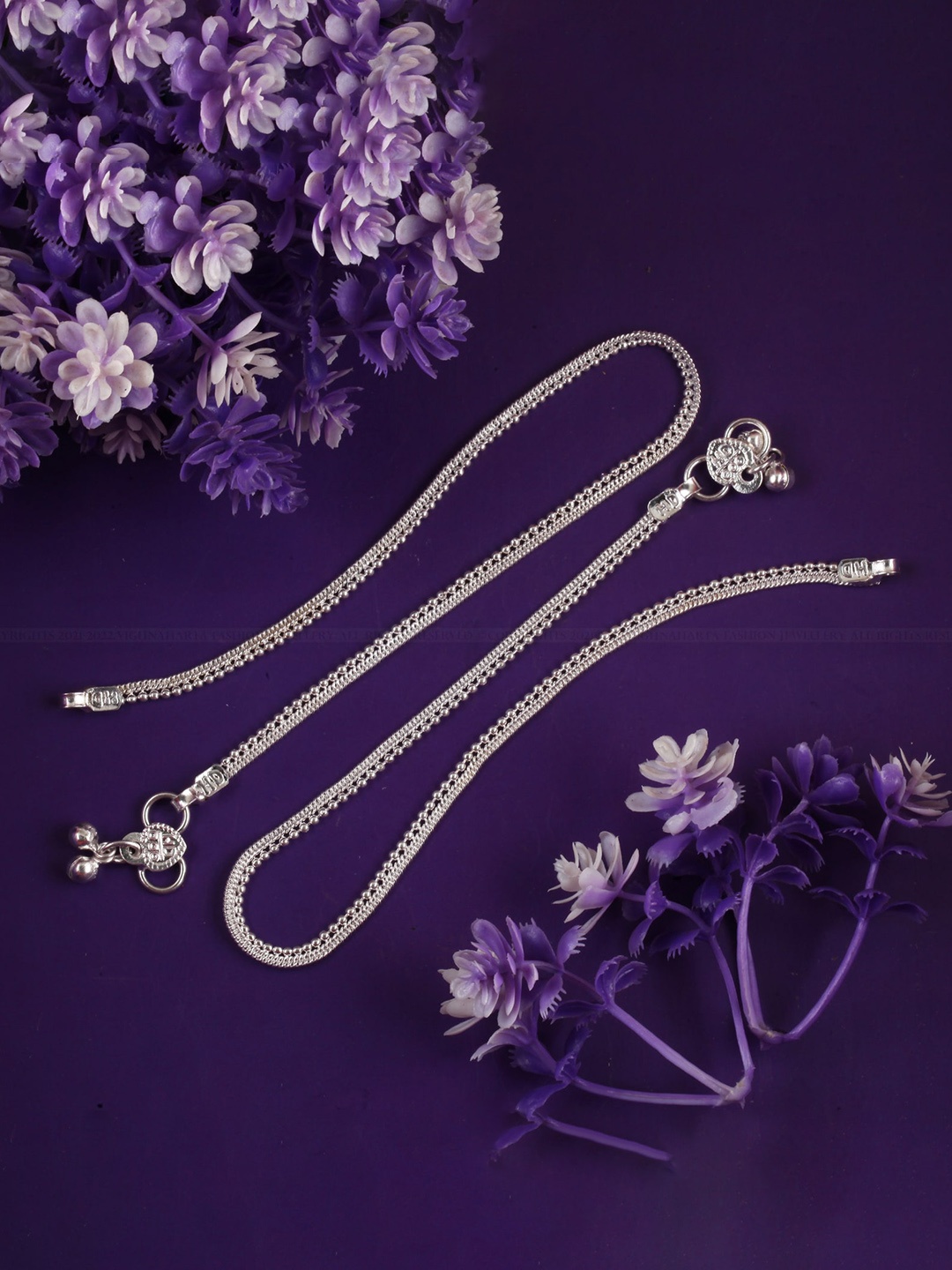 

Vighnaharta Rhodium-Plated Anti-Allergic Anklet, Silver