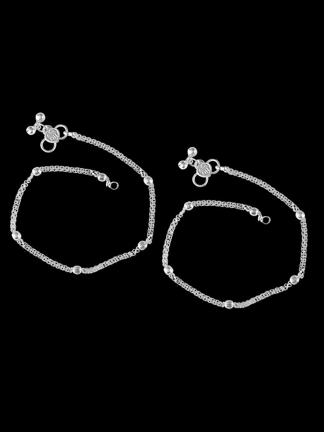 

Vighnaharta Textured Antique Anklets, Silver