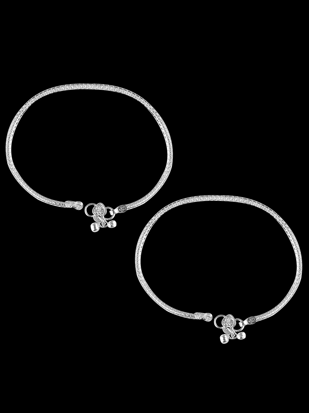 

Vighnaharta Textured Ethnic Anklets, Silver