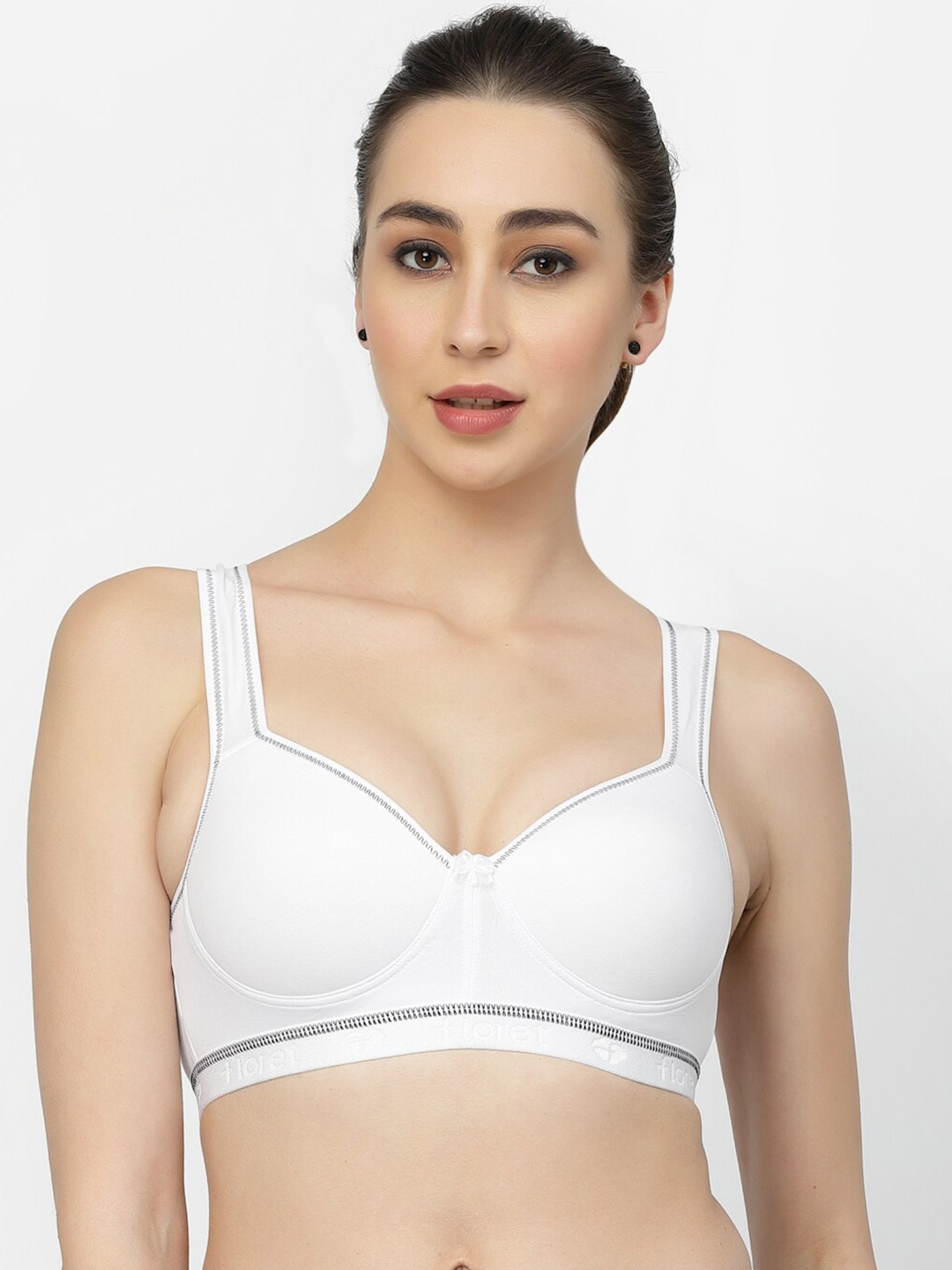 

Floret Full Coverage 360 Degree Support Seamless Heavily Padded Workout Bra, White