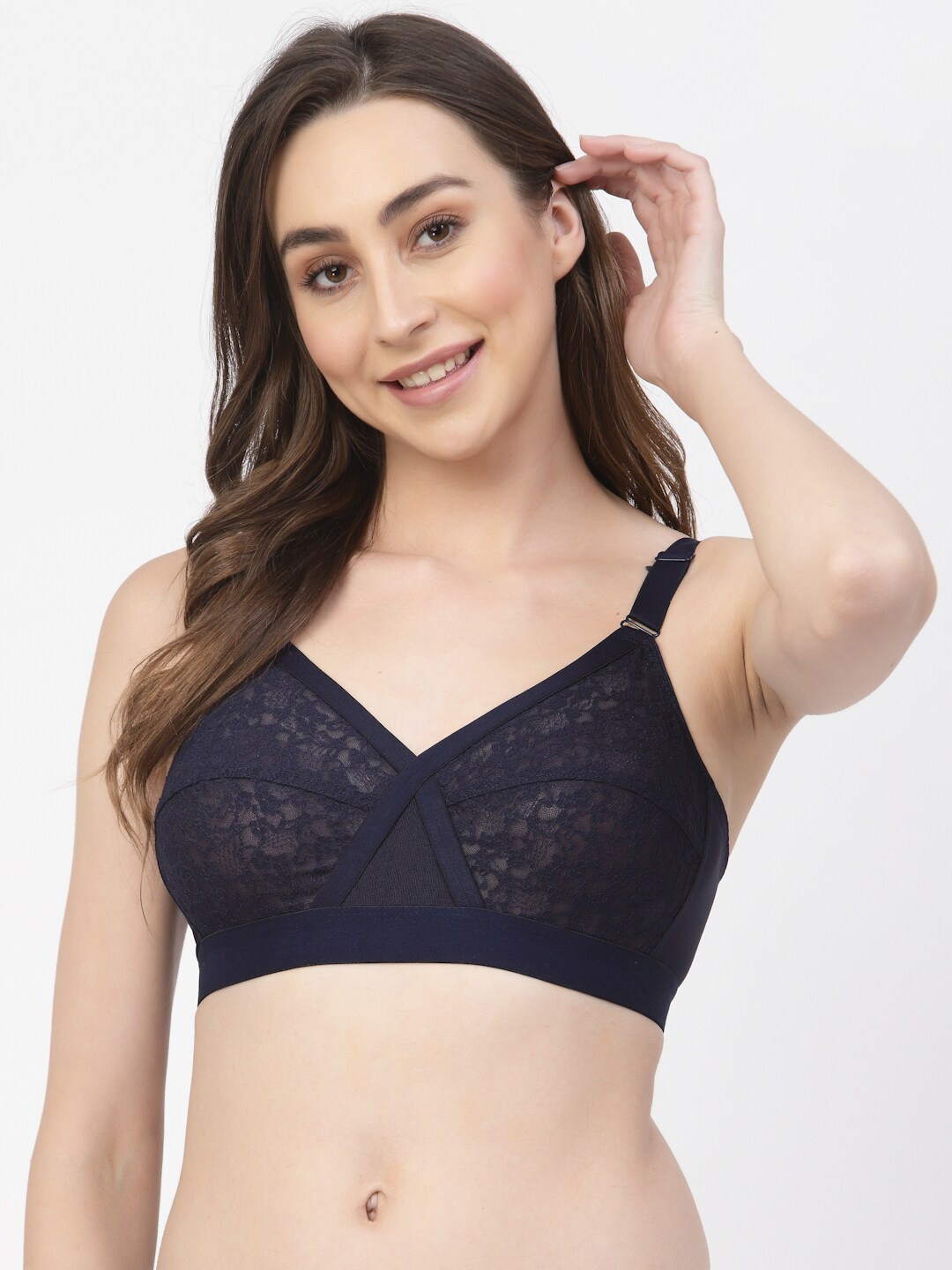 

Floret Non-Wired Full Coverage All Day Comfort Everyday Bra, Navy blue
