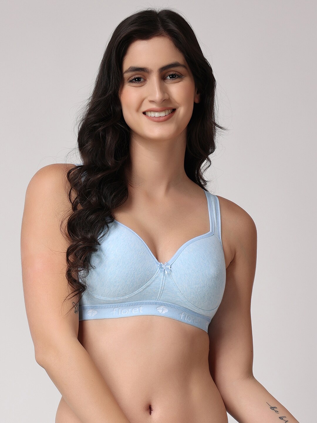 

Floret Full Coverage Non-Wired Heavily Padded High-Support Styled Back Bra, Blue