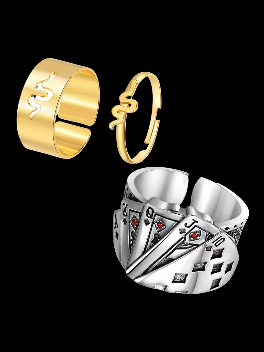 

Pinapes Set of 3 Gold-Plated Adjustable Finger Rings