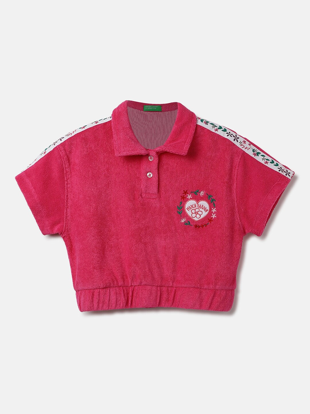 

United Colors of Benetton Girls Polo Collar T-shirt, Fuchsia