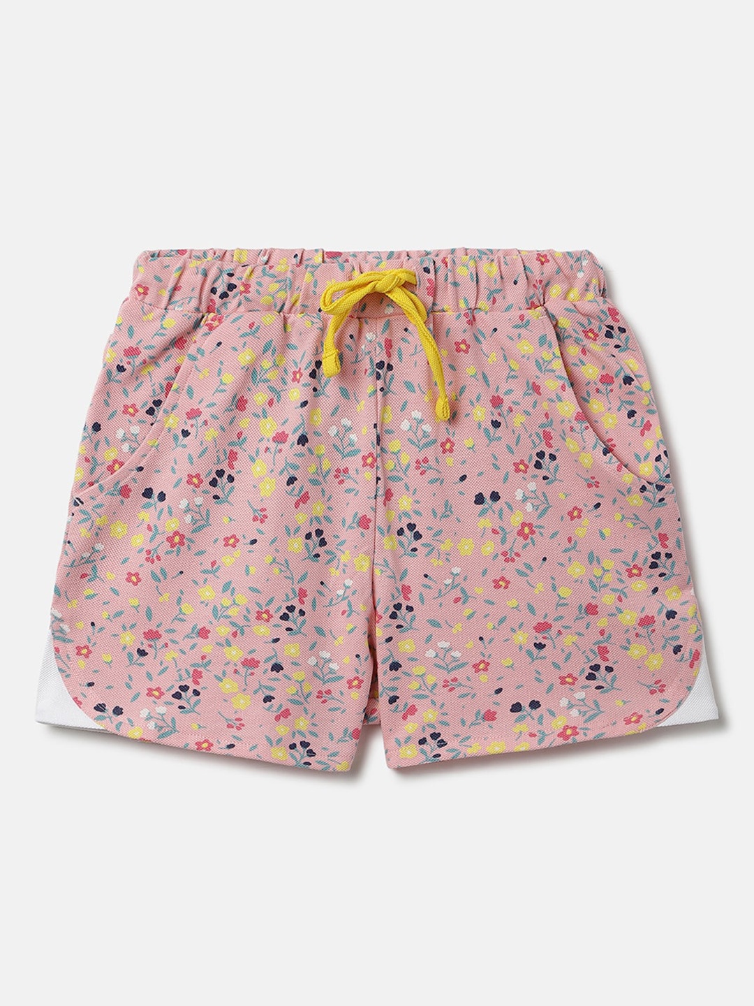 

United Colors of Benetton Girls Pink Floral Printed Cotton Shorts