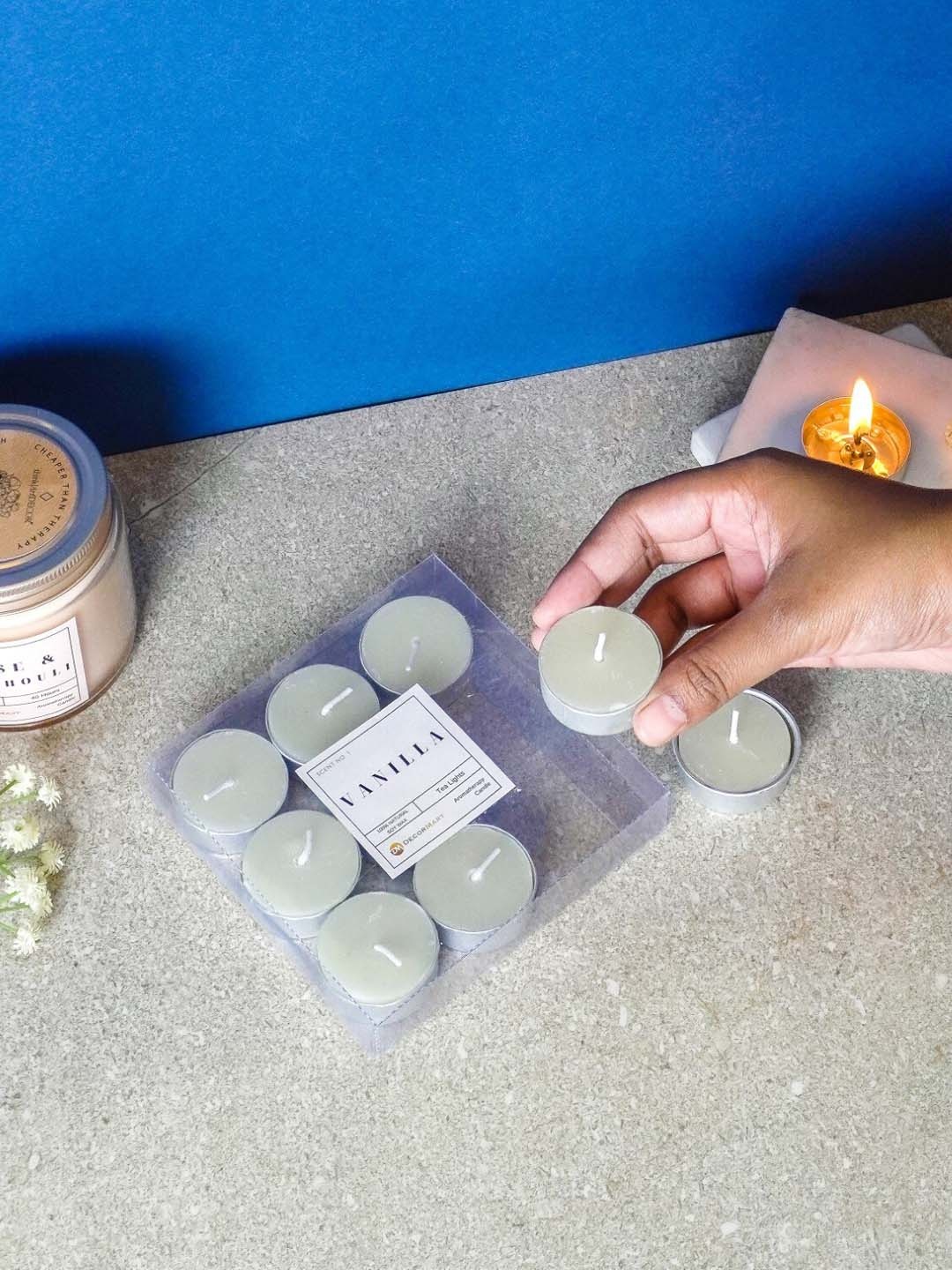 

The Decor Mart Grey 9 Pieces Vanilla Scented Tealight Candles