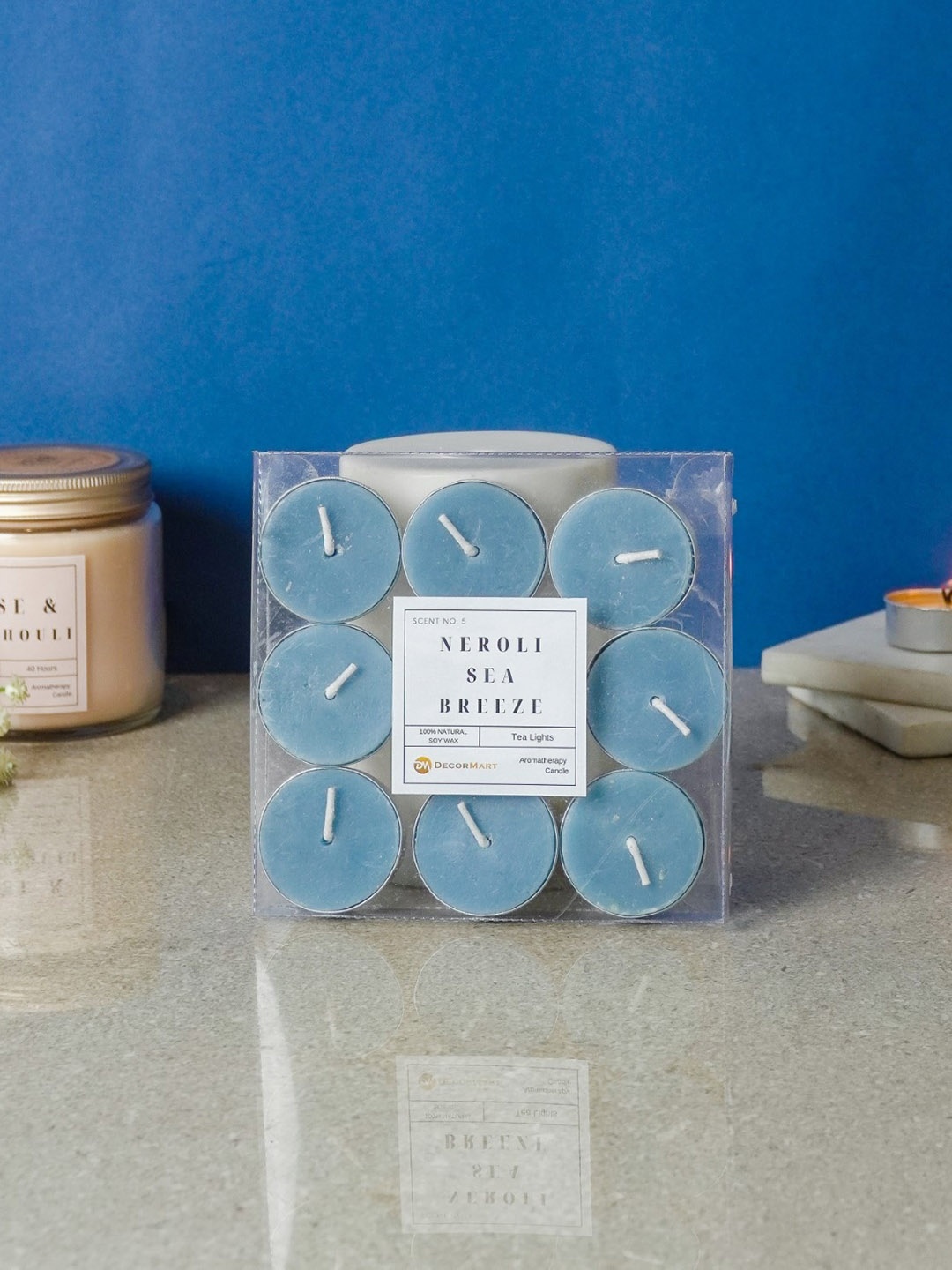 

The Decor Mart Blue 9 Pieces Neroli Sea Breeze Scented Tealight Candles