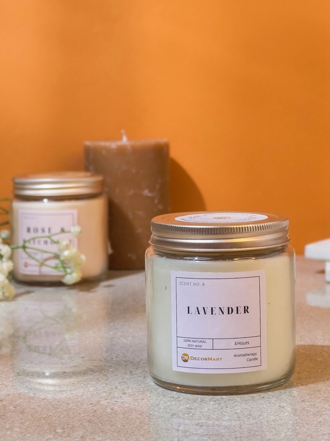 

The Decor Mart White Lavender Scented Candle Jar With Lid