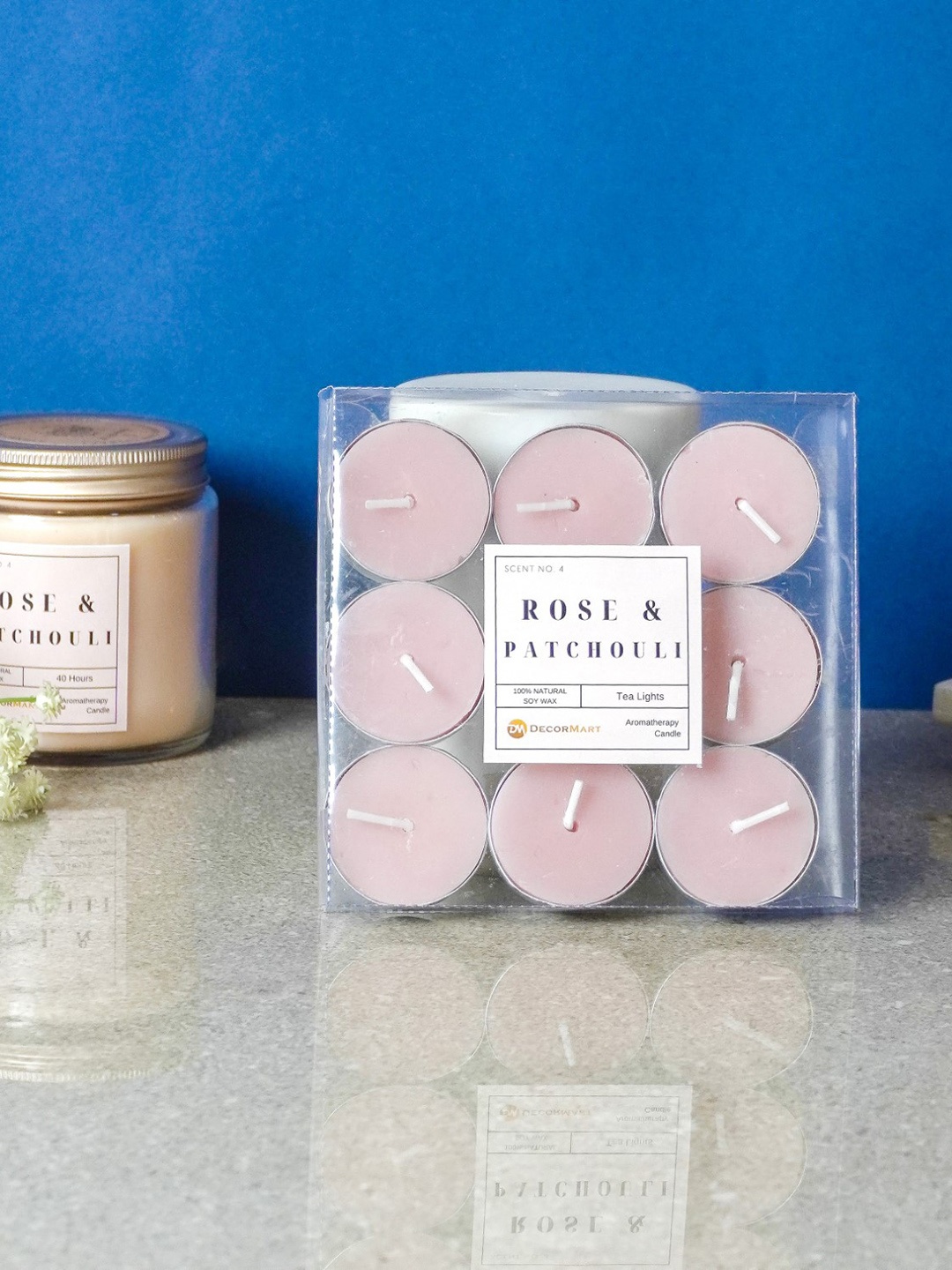 

The Decor Mart Pink 9 Pieces Rose Patchouli Scented Tealight Candles