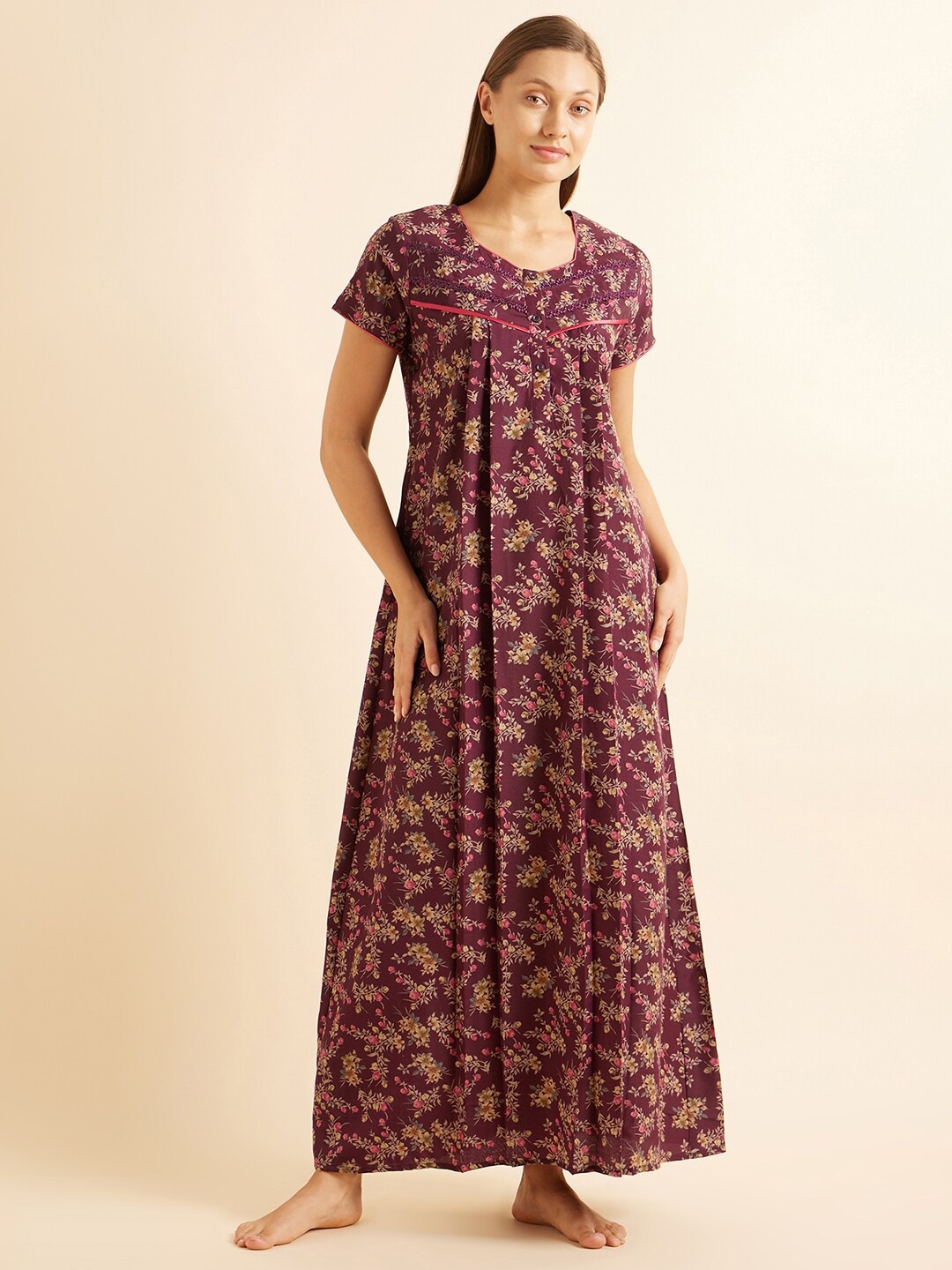 

Sweet Dreams Purple Floral Printed Maxi Nightdress
