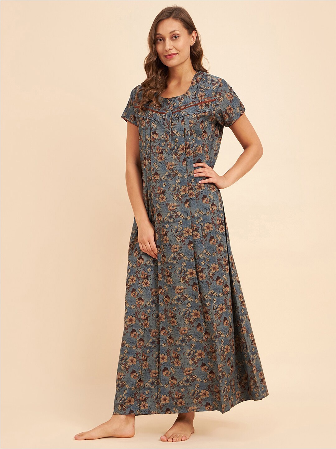 

Sweet Dreams Blue Floral Printed Maxi Nightdress