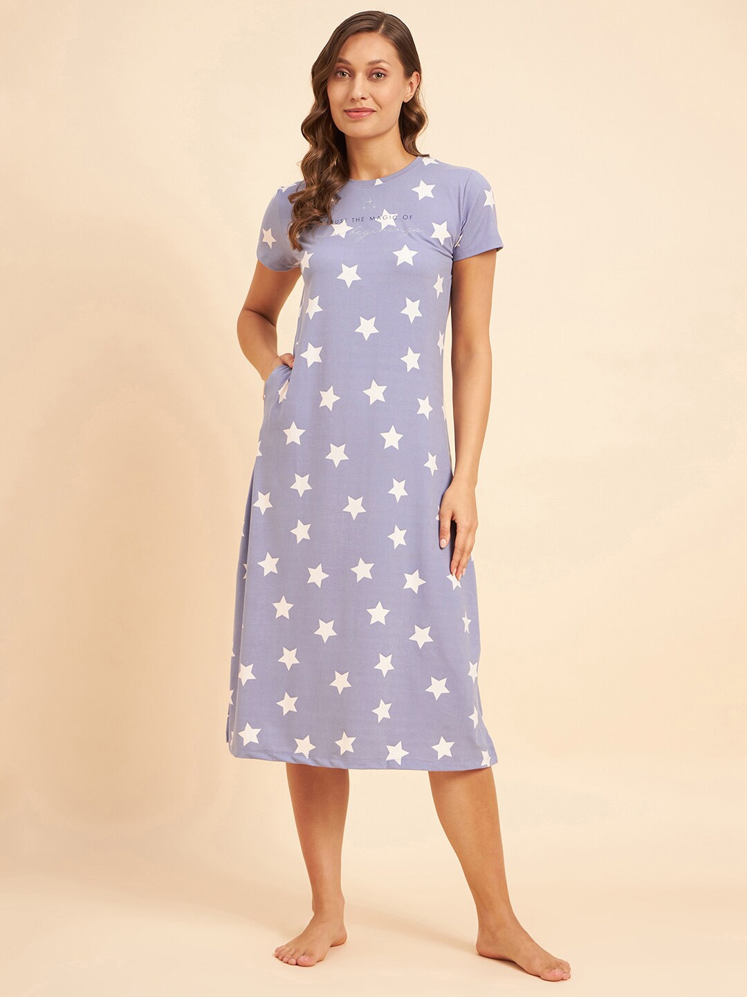 

Sweet Dreams Lavender & Pink Printed T-shirt Nightdress