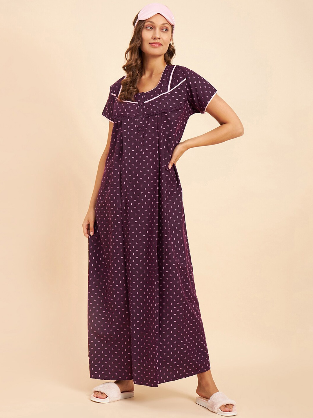 

Sweet Dreams Purple & Pink Printed Maxi Nightdress