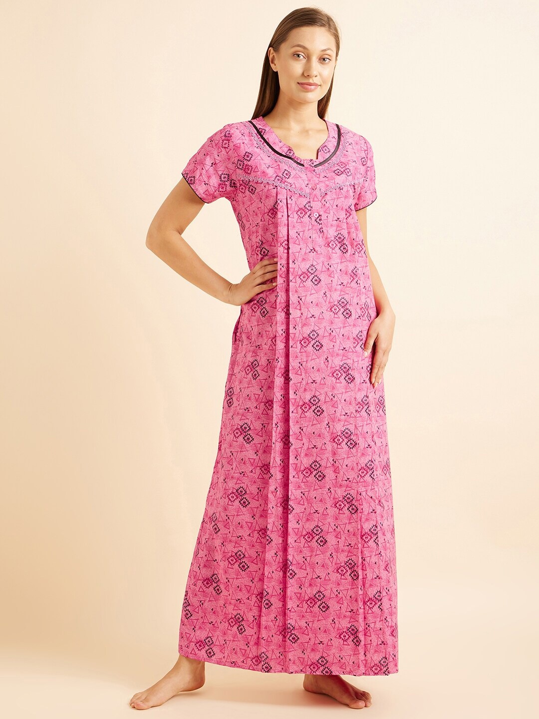 

Sweet Dreams Pink & Red Printed Maxi Nightdress