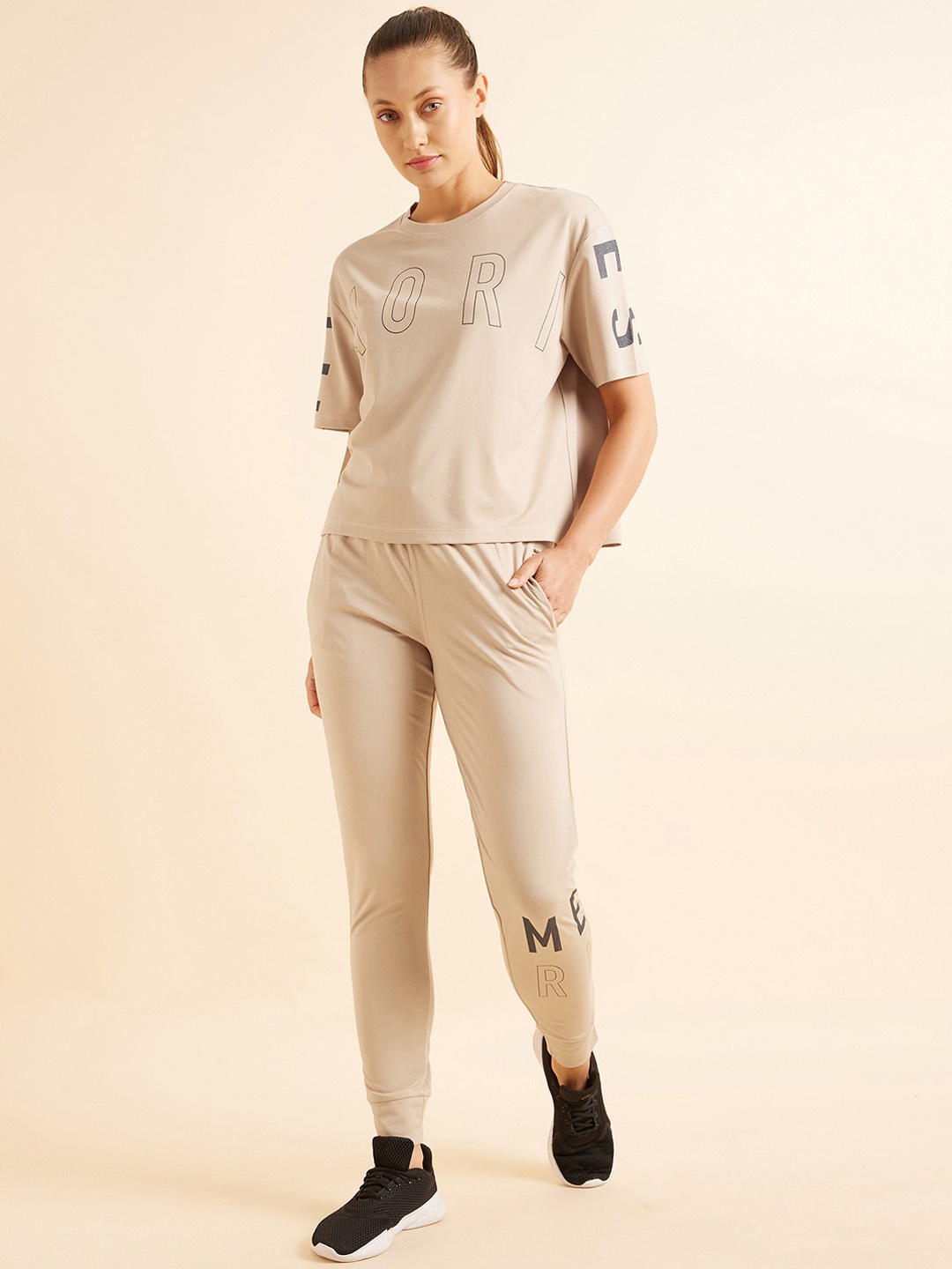 

Sweet Dreams Printed Top and Joggers Co-Ords, Beige