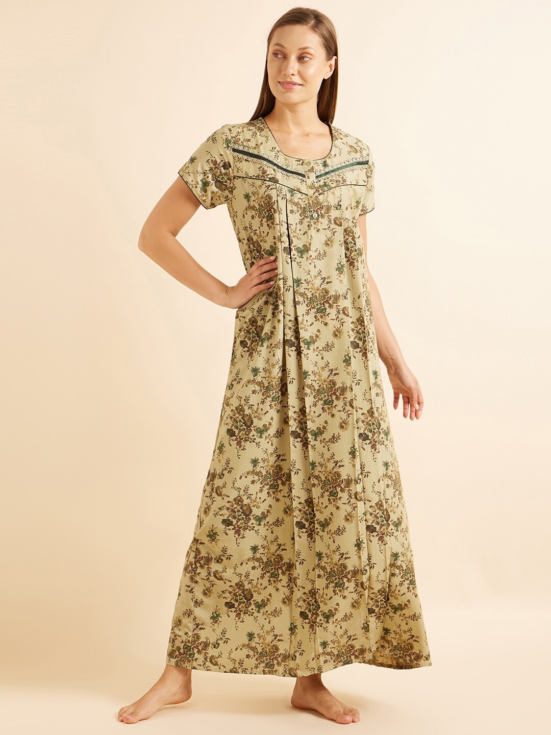 

Sweet Dreams Green Floral Printed Maxi Nightdress
