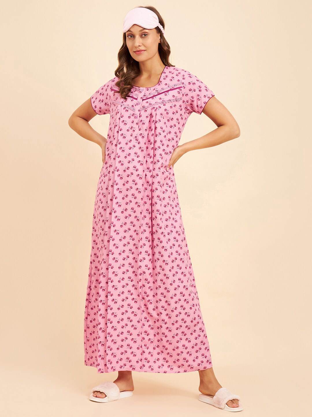 

Sweet Dreams Pink Floral Printed Maxi Nightdress