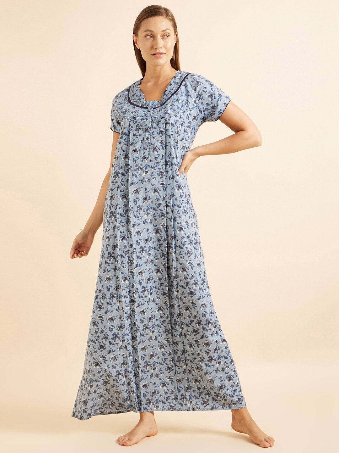 

Sweet Dreams Blue Floral Printed Maxi Nightdress