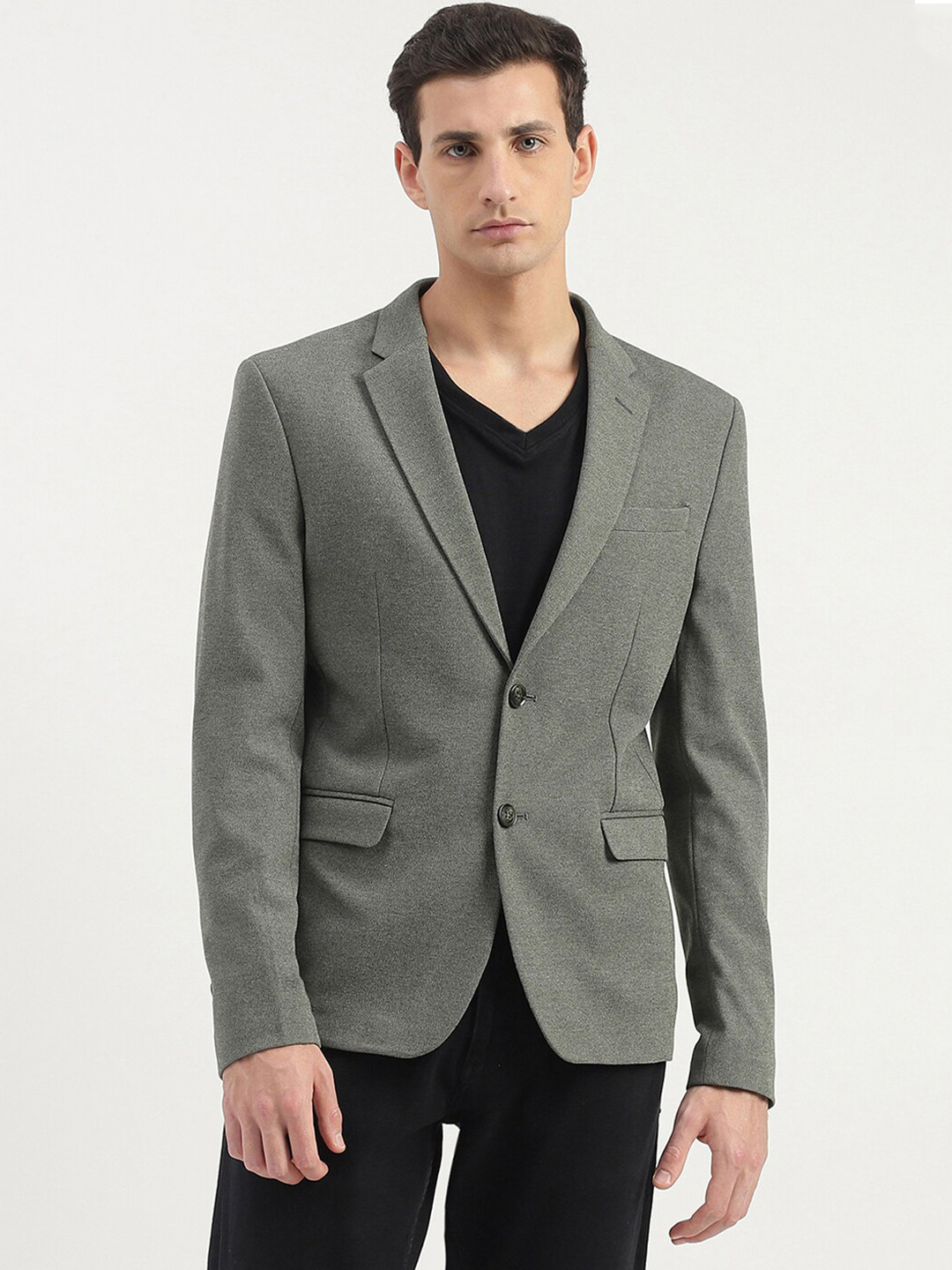 

United Colors of Benetton Men Single-Breasted Slim-Fit Formal Blazer, Grey