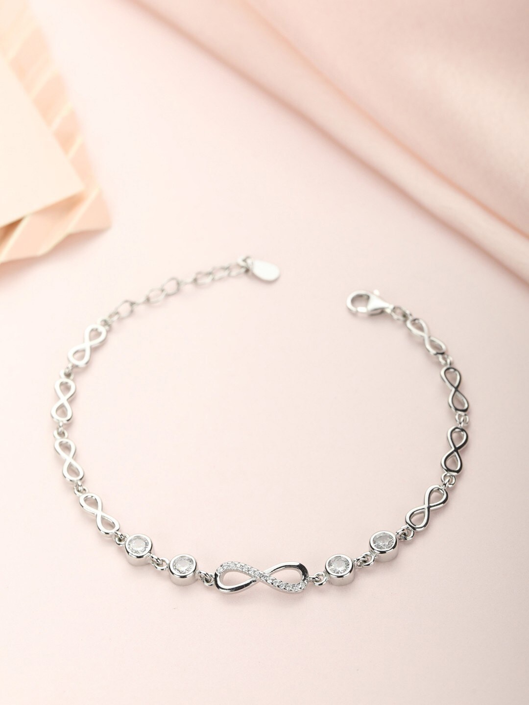 

Zavya Women Rhodium-Plated Cubic Zirconia Link Bracelet, Silver