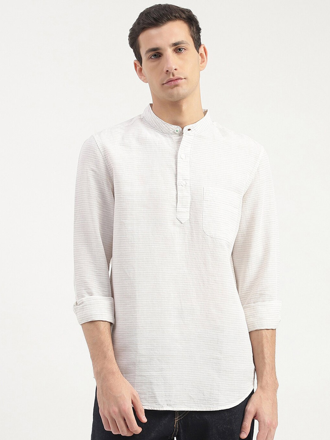

United Colors of Benetton Slim Fit Striped Casual Shirt, White
