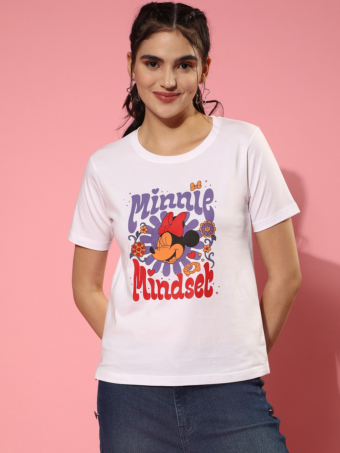 

JUNEBERRY Disney Minnie Mouse Printed T-shirt, White