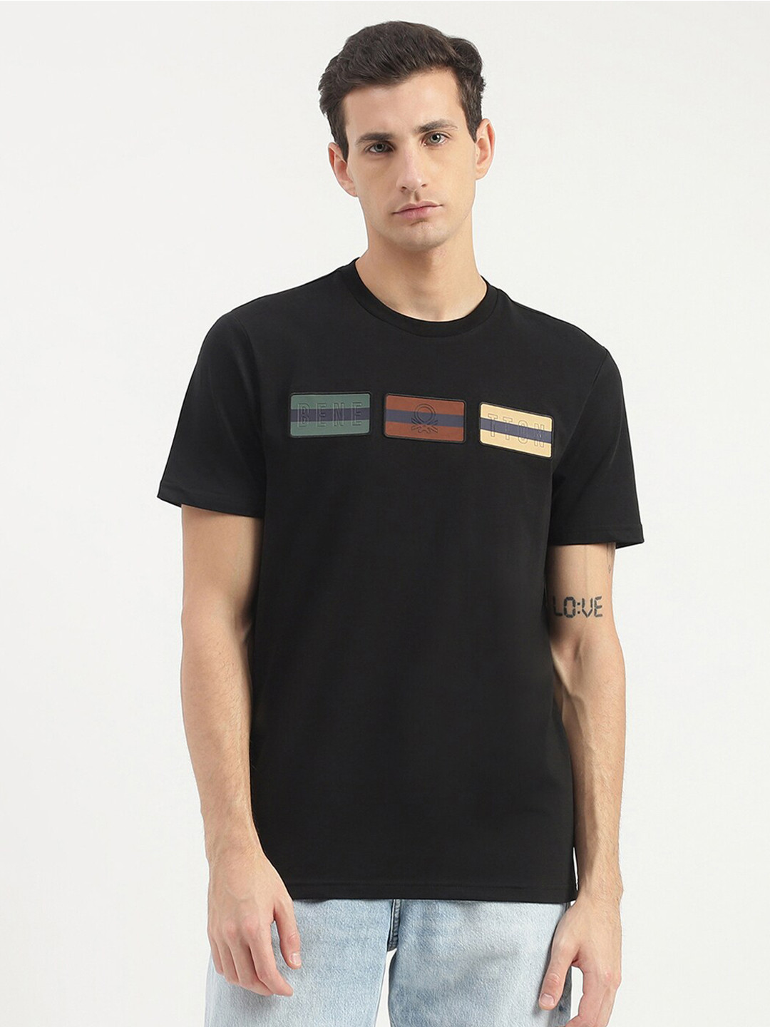 

United Colors of Benetton Typography Printed T-shirt, Black