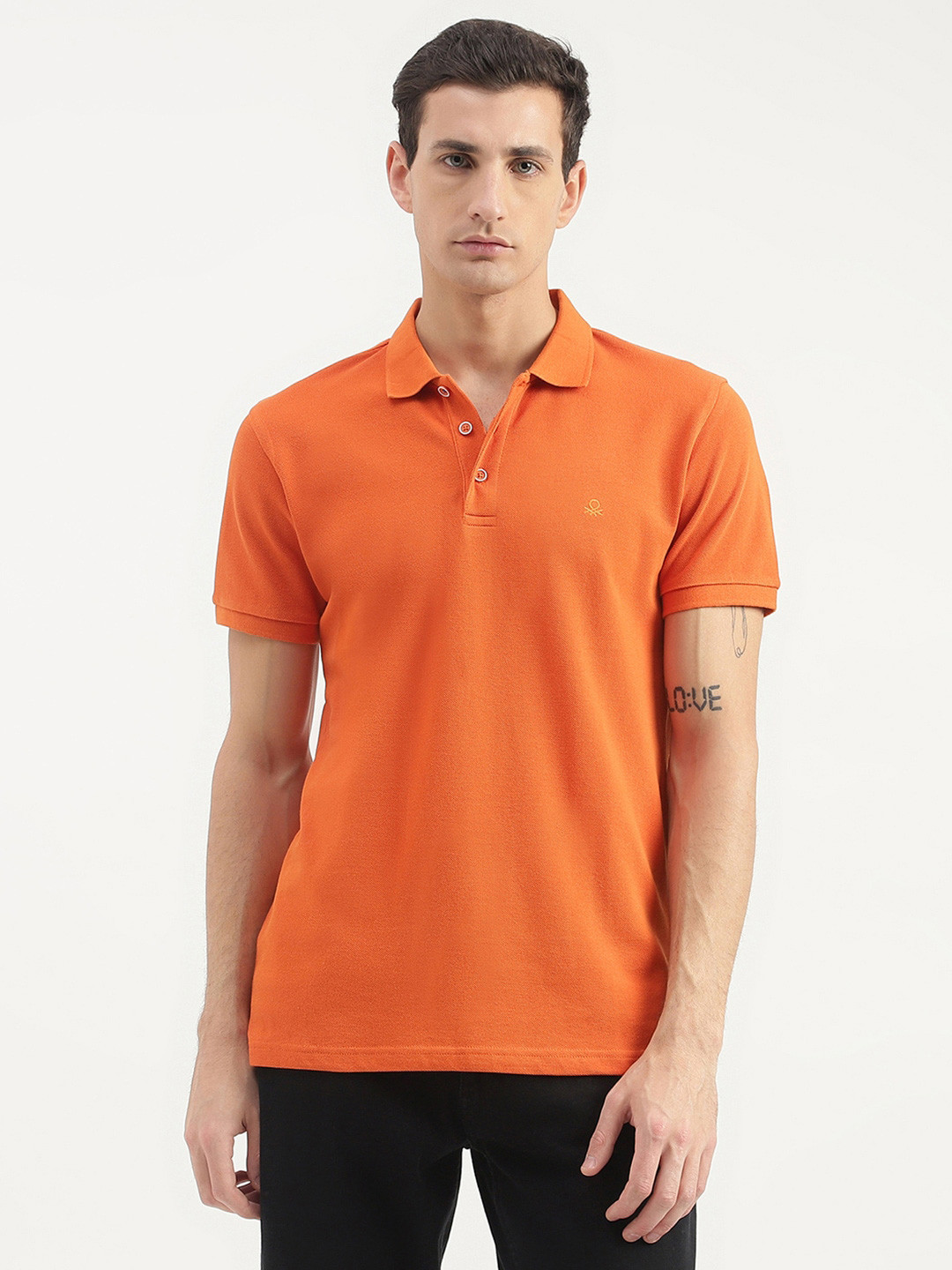 

United Colors of Benetton Polo Collar Cotton T-shirt, Orange