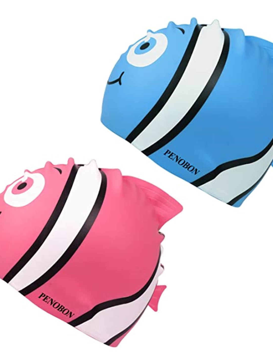

EL REGALO Kids Set Of 2 Fish Print Swim Caps, Pink