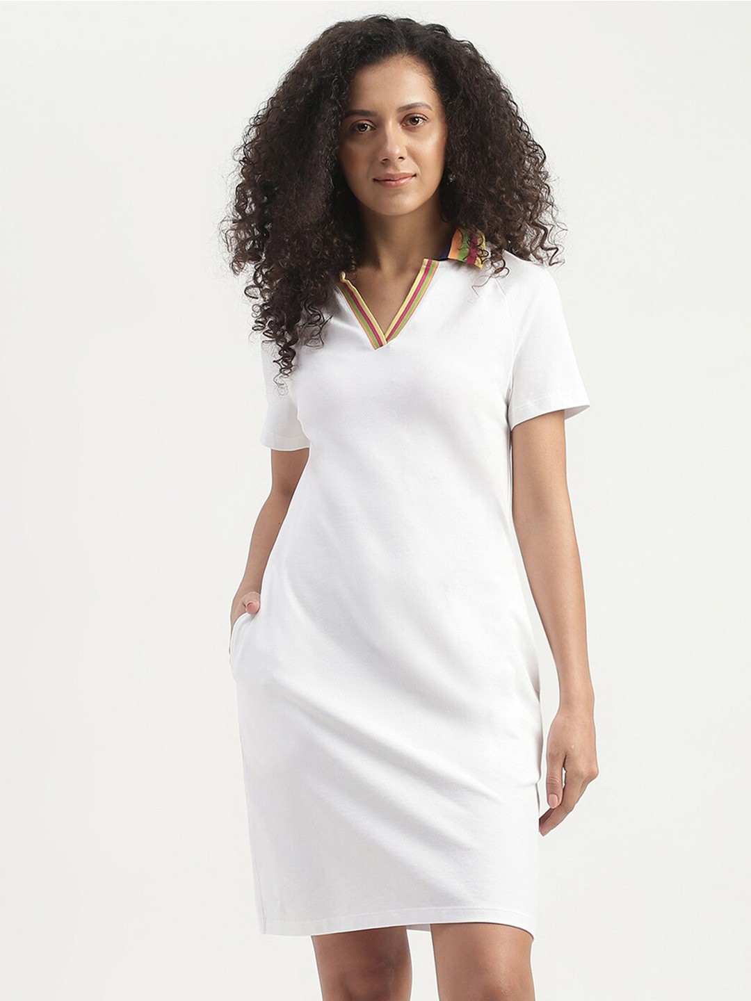 

United Colors of Benetton Shirt Collar T-shirt Dress, White