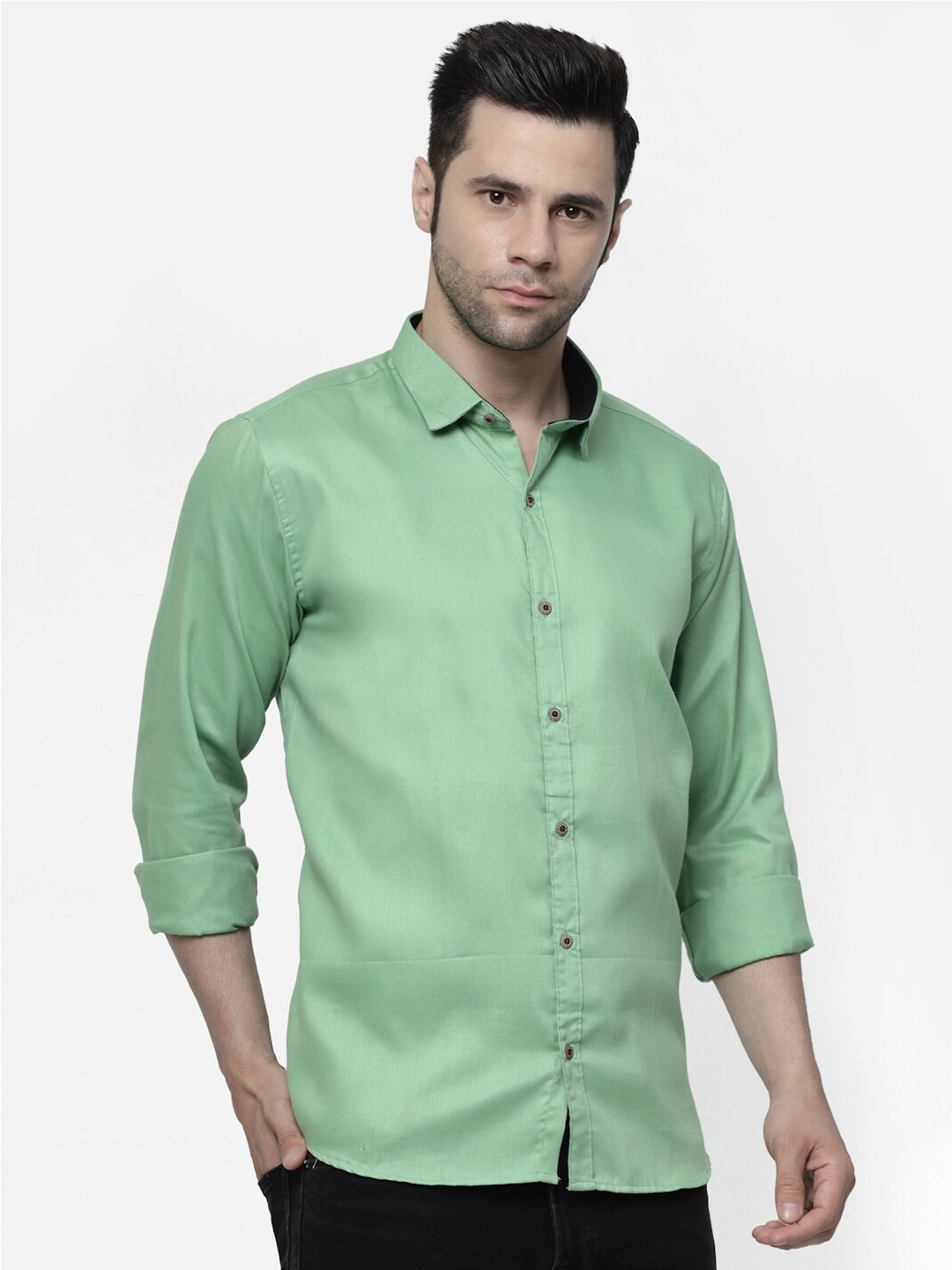 

ADWYN PETER New Long Sleeve Cotton Casual Shirt, Green