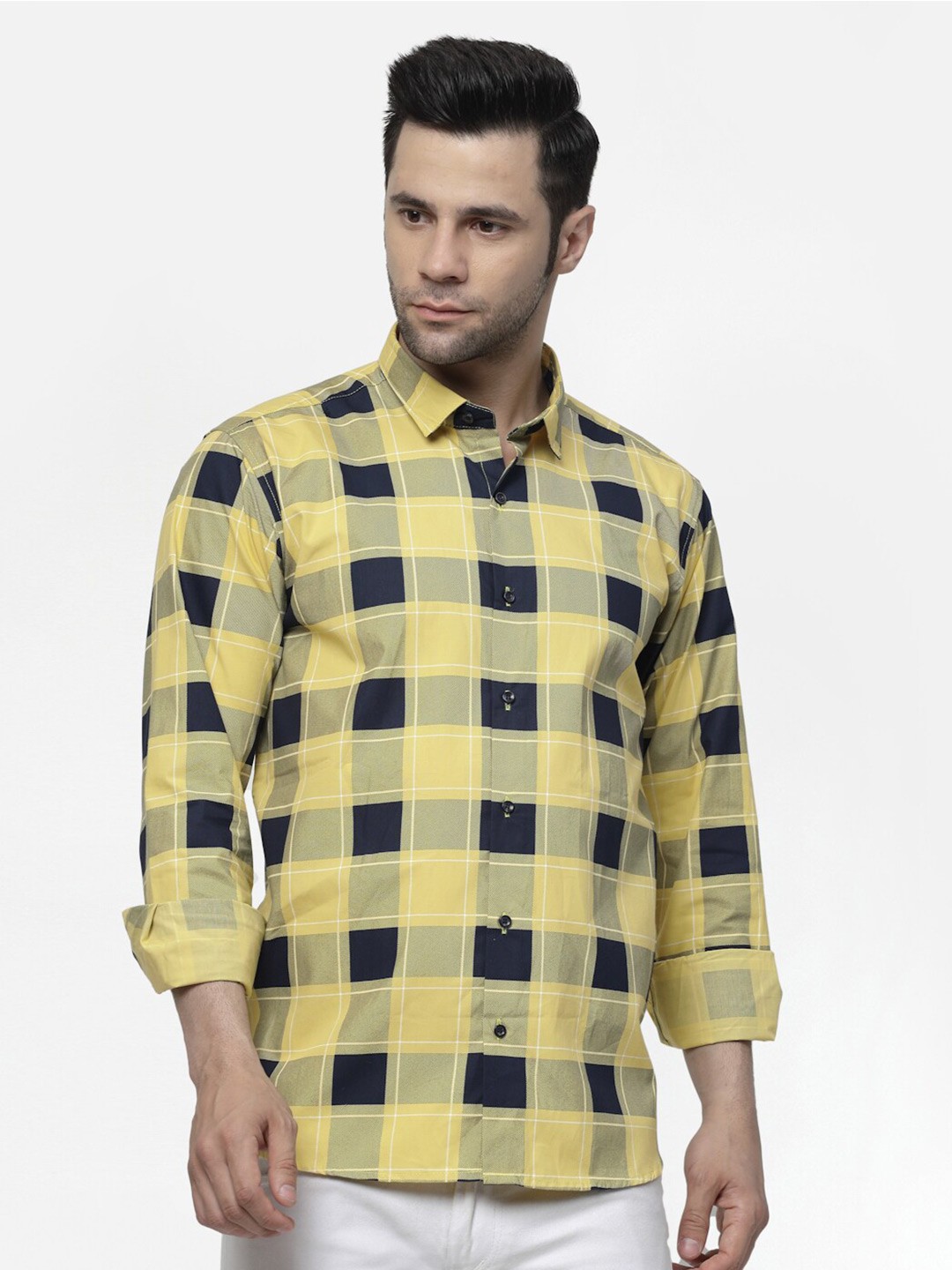 

ADWYN PETER New Buffalo Checked Cotton Casual Shirt, Yellow
