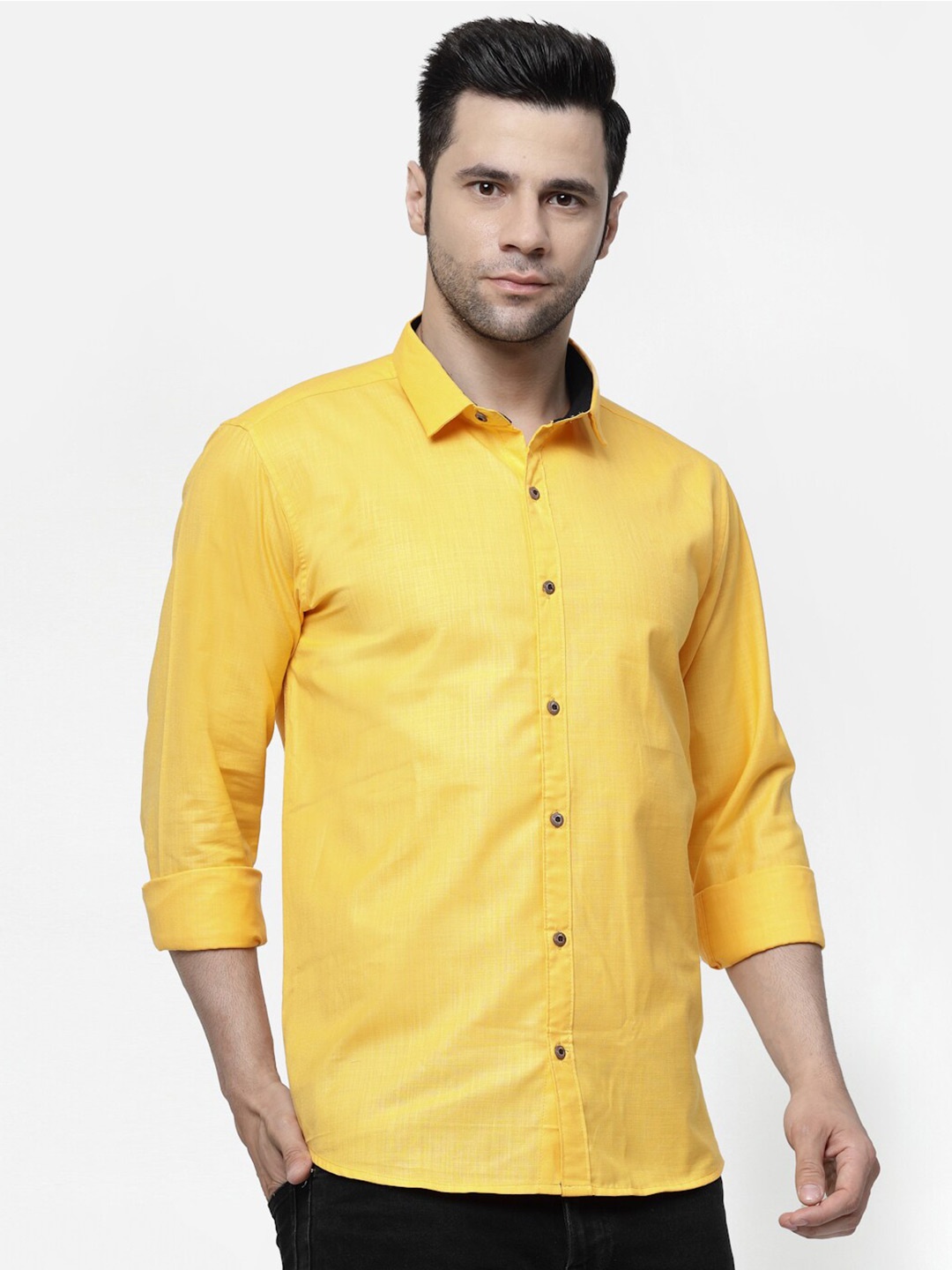 

ADWYN PETER New Long Sleeve Cotton Casual Shirt, Yellow