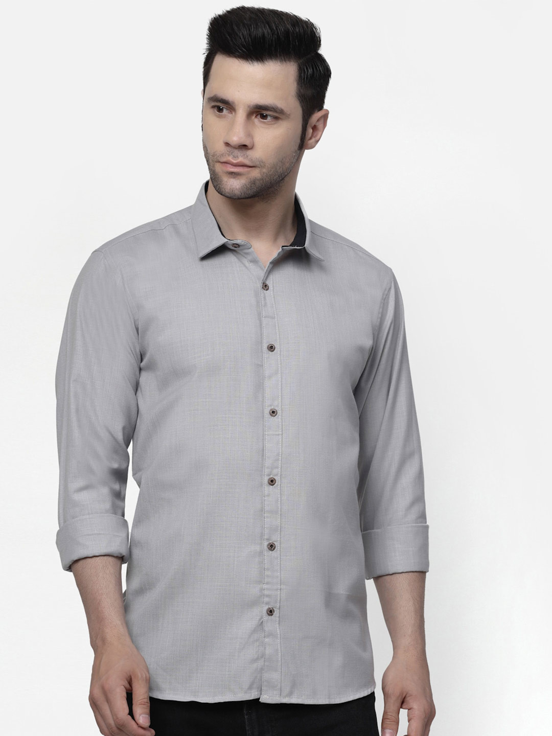 

ADWYN PETER New Regular Fit Long Sleeve Cotton Casual Shirt, Grey