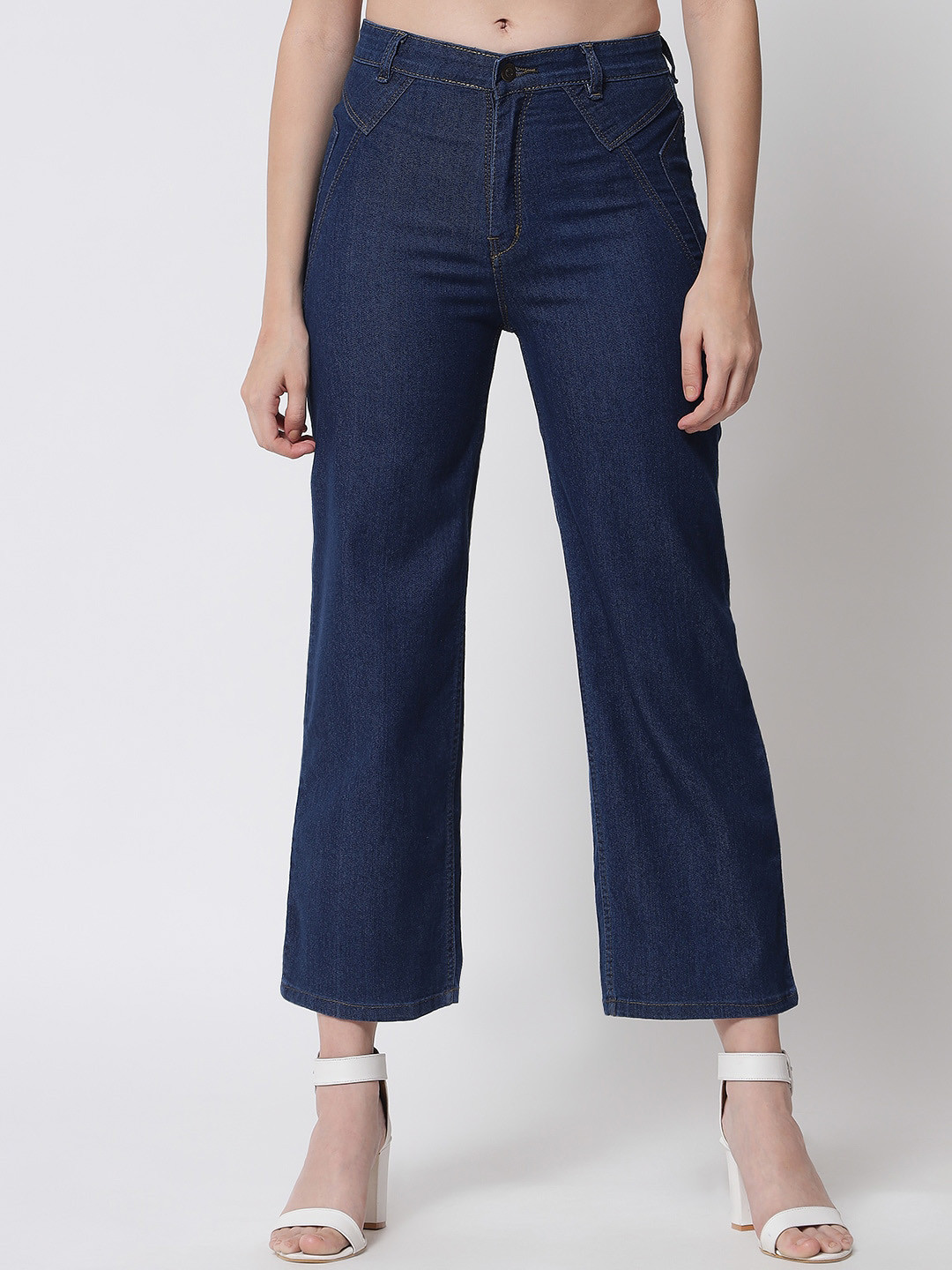 

Metronaut Women Flared High-Rise Denim Jeans, Blue