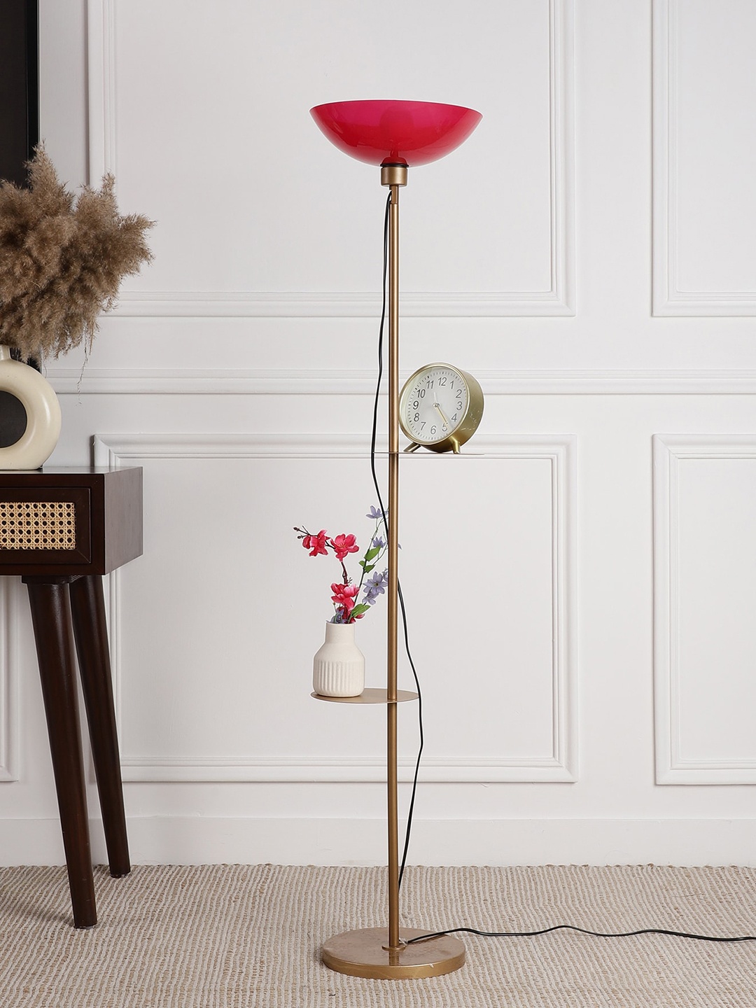 

SANDED EDGE Red & Gold Toned Shelf Floor Lamp