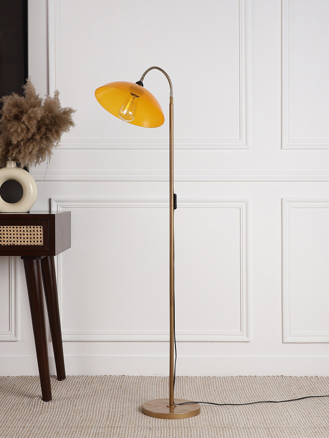 

SANDED EDGE Yellow & Gold Toned Contemporary Floor Lamp