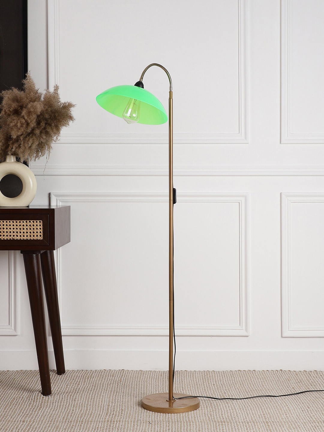 

SANDED EDGE Green & Gold Toned Contemporary Floor Lamp