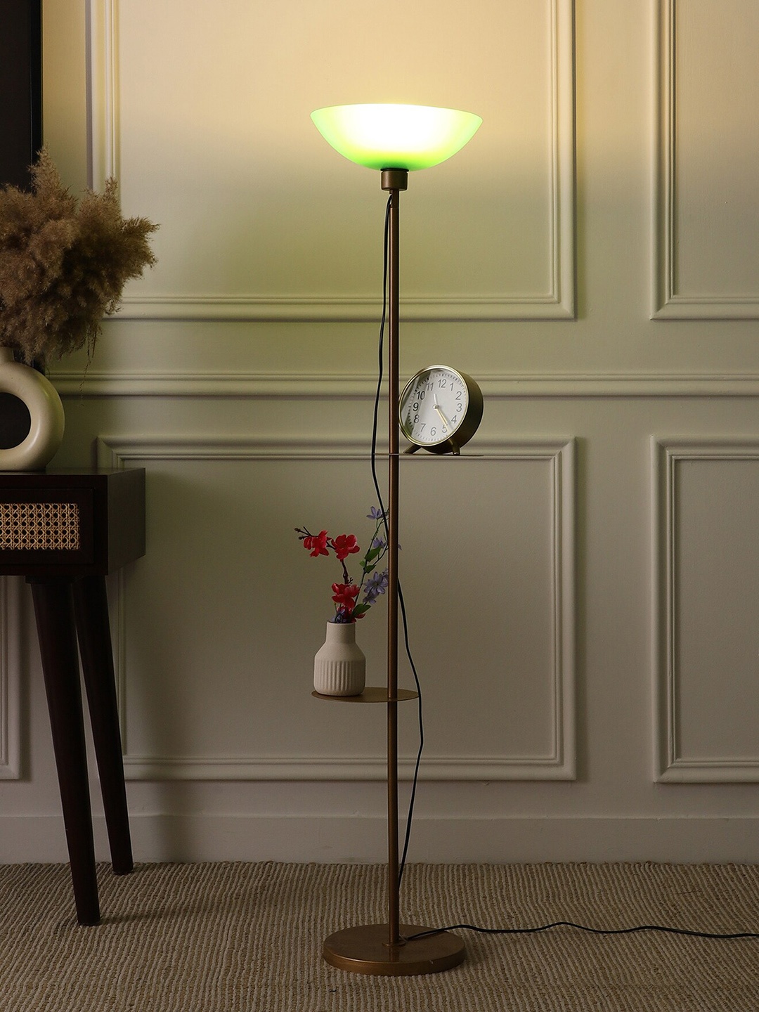 

SANDED EDGE Green & Gold Toned Shelf Floor Lamp
