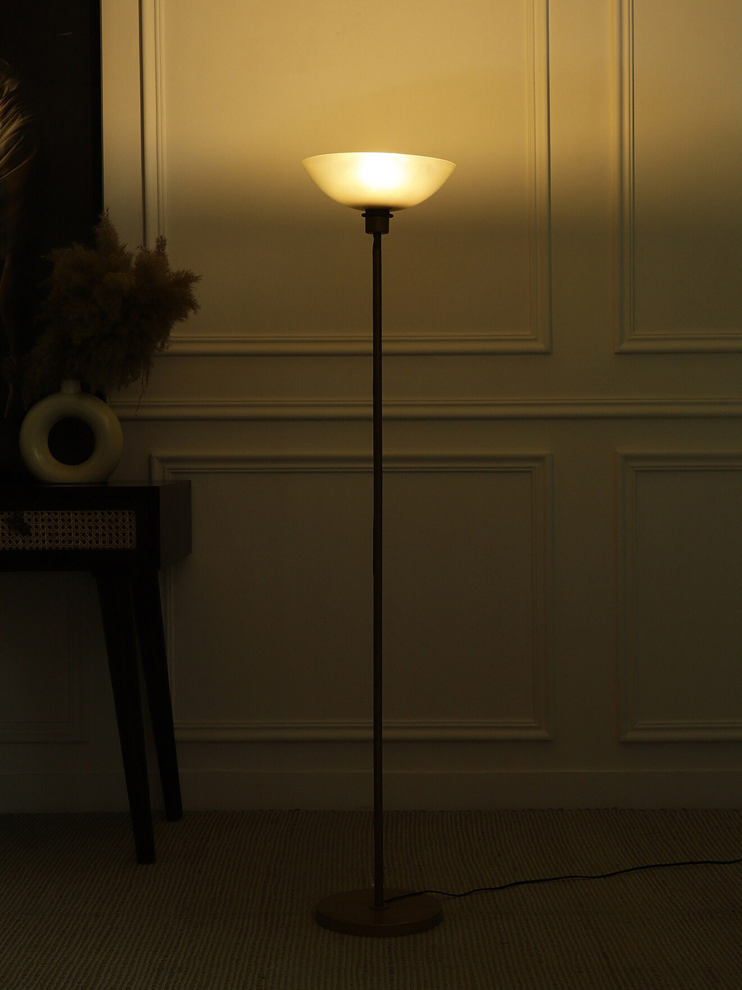 

SANDED EDGE Black & Gold Toned Contemporary Floor Lamp