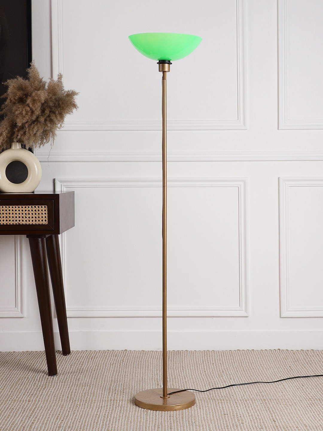 SANDED EDGE Green & Gold Toned Contemporary Floor Lamp