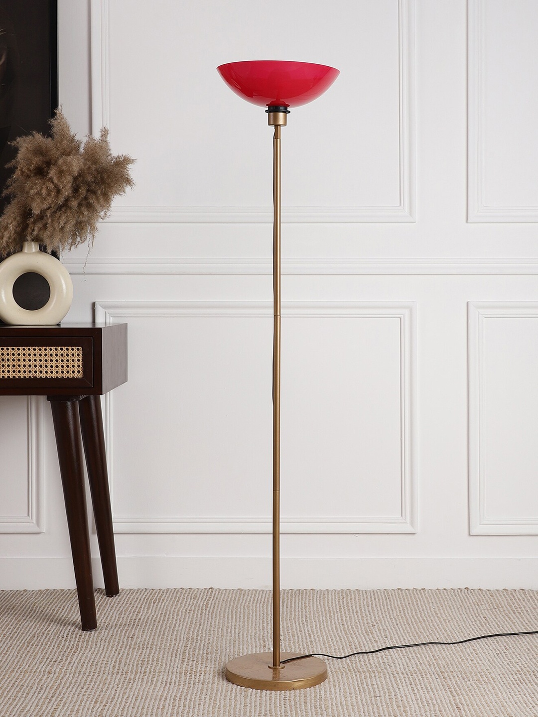 

SANDED EDGE Red & Gold Toned Contemporary Floor Lamp