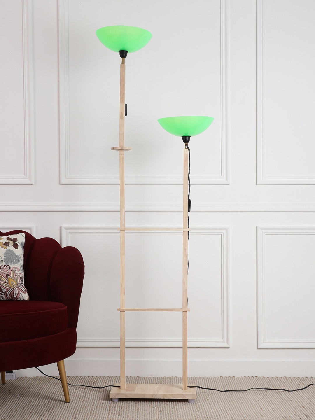 

SANDED EDGE Beige & Green Wooden Shelf Floor Lamp