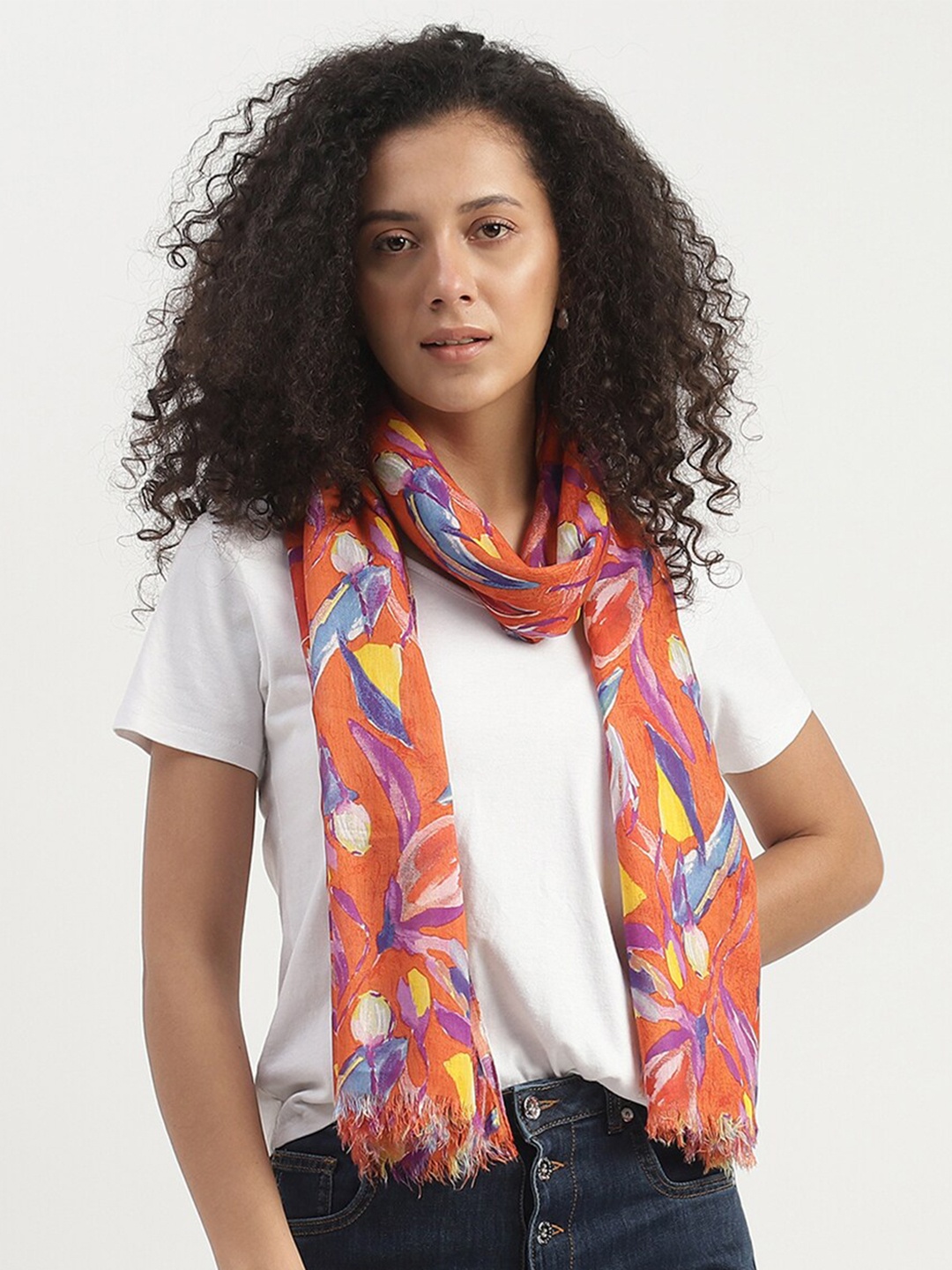 

United Colors of Benetton Women Floral Printed Stole, Orange