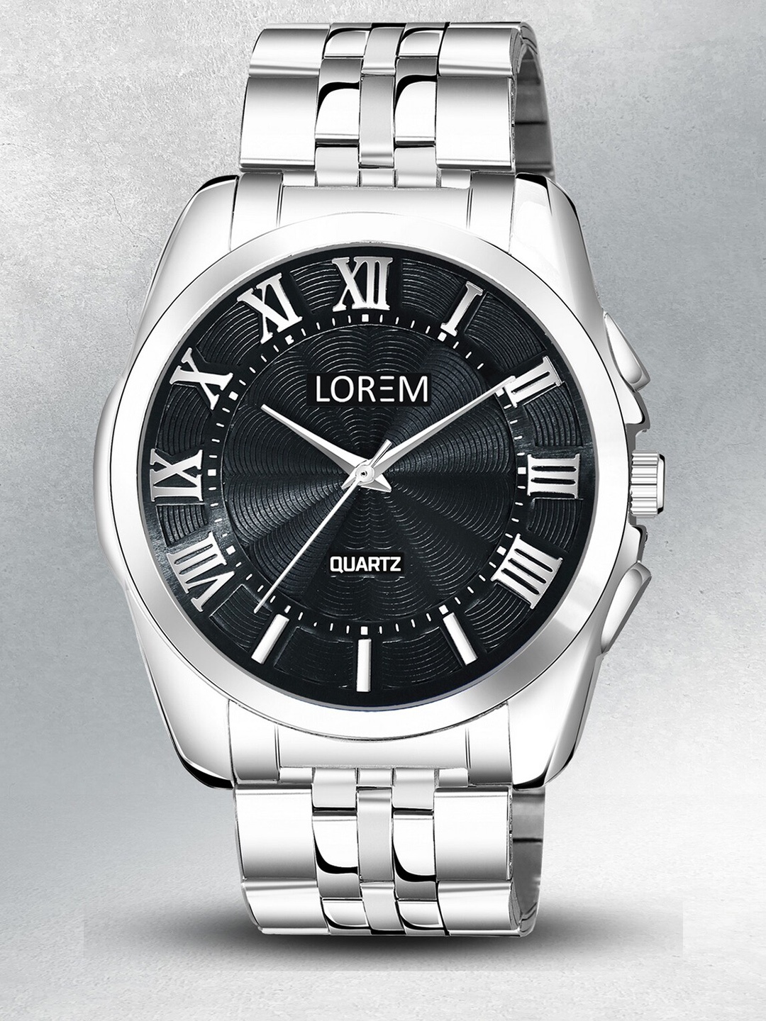 

LOREM Premium Men Patterned Stainless Steel Analogue Watch LR125-CM, Silver